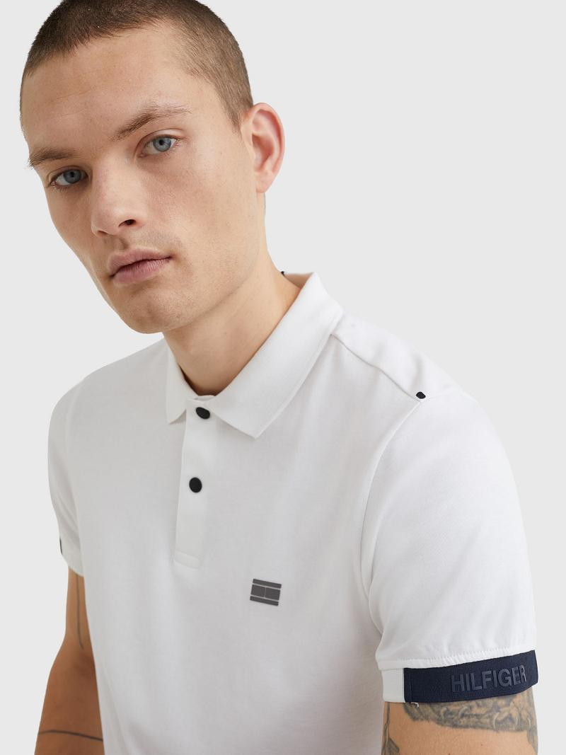 Férfi Tommy Hilfiger Slim fit solid tech Polos Fehér | HU 1097ILH